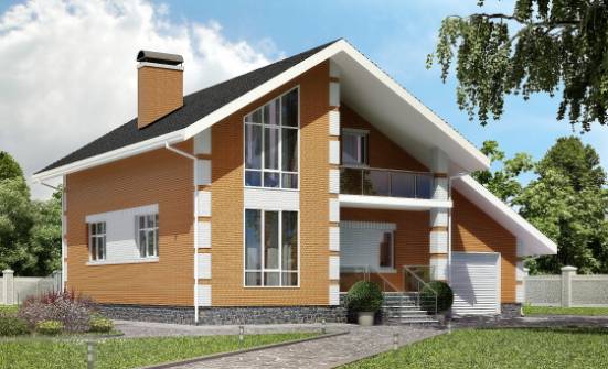 190-006-П Проект двухэтажного дома с мансардным этажом и гаражом, классический домик из газосиликатных блоков Липецк | Проекты домов от House Expert