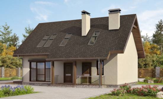 155-012-Л Проект двухэтажного дома с мансардой, недорогой загородный дом из теплоблока Елец | Проекты домов от House Expert
