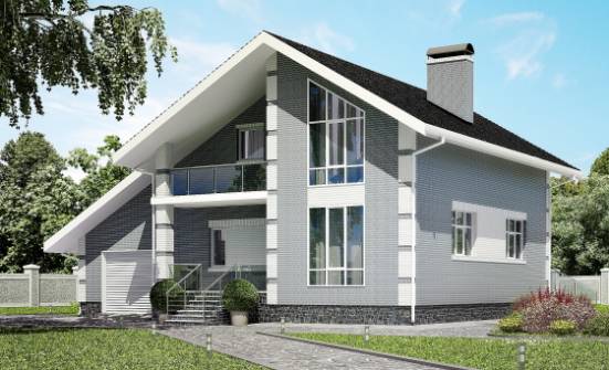190-006-Л Проект двухэтажного дома с мансардным этажом и гаражом, средний домик из твинблока Липецк | Проекты домов от House Expert