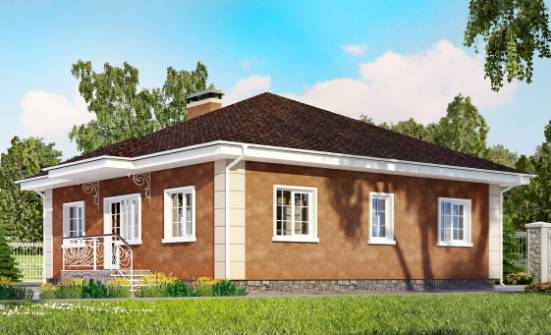 100-001-Л Проект одноэтажного дома, бюджетный коттедж из поризованных блоков Елец | Проекты домов от House Expert