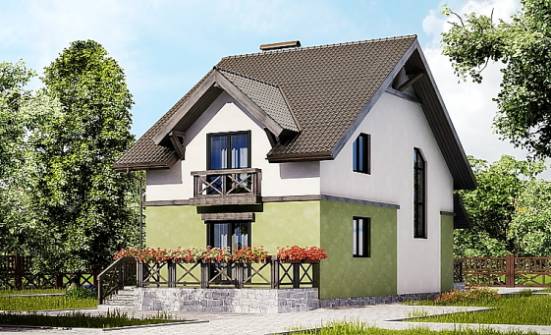 120-003-П Проект двухэтажного дома с мансардой, бюджетный коттедж из пеноблока Липецк | Проекты домов от House Expert