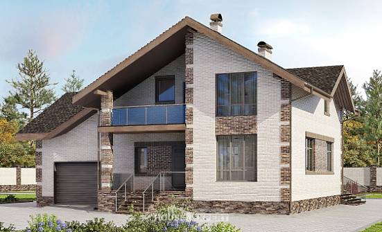245-005-П Проект двухэтажного дома с мансардой и гаражом, уютный домик из твинблока Липецк | Проекты домов от House Expert