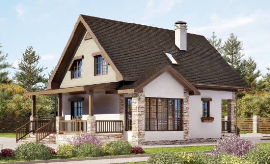 140-002-Л Проект двухэтажного дома мансардой, простой домик из блока Елец | Проекты домов от House Expert