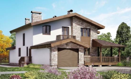 220-001-П Проект двухэтажного дома с мансардой, гараж, просторный коттедж из твинблока Елец | Проекты домов от House Expert