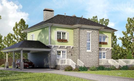 155-006-П Проект двухэтажного дома, гараж, экономичный загородный дом из арболита Липецк | Проекты домов от House Expert