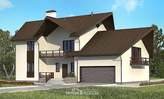 300-002-П Проект двухэтажного дома мансардой, гараж, просторный загородный дом из пеноблока Липецк | Проекты домов от House Expert