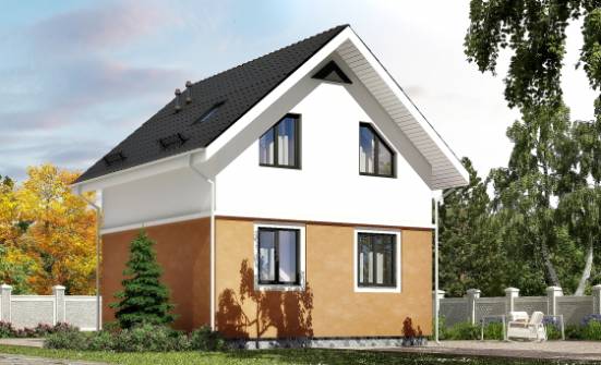 070-001-Л Проект двухэтажного дома с мансардой, миниатюрный коттедж из поризованных блоков Липецк | Проекты домов от House Expert