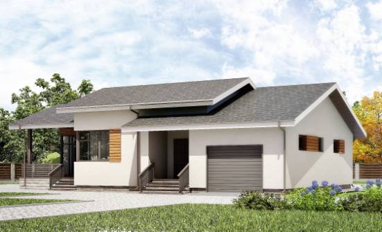 135-002-П Проект одноэтажного дома, гараж, красивый загородный дом из поризованных блоков Елец | Проекты домов от House Expert