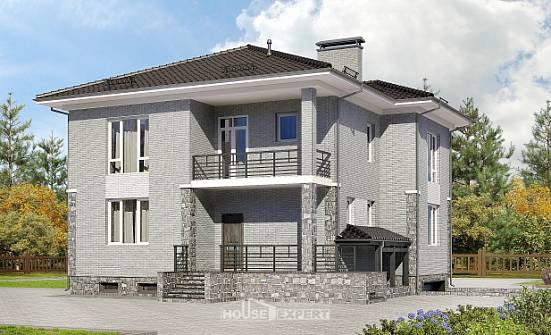 275-004-П Проект трехэтажного дома и гаражом, современный домик из кирпича Елец | Проекты домов от House Expert
