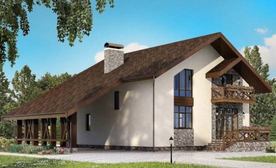 155-007-П Проект двухэтажного дома с мансардой и гаражом, экономичный загородный дом из пеноблока Елец | Проекты домов от House Expert