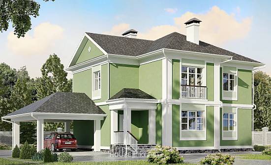 170-001-Л Проект двухэтажного дома и гаражом, недорогой домик из блока Липецк | Проекты домов от House Expert
