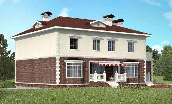 380-001-Л Проект двухэтажного дома и гаражом, современный дом из кирпича Елец | Проекты домов от House Expert