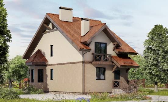 120-003-Л Проект двухэтажного дома с мансардным этажом, скромный загородный дом из блока Липецк | Проекты домов от House Expert