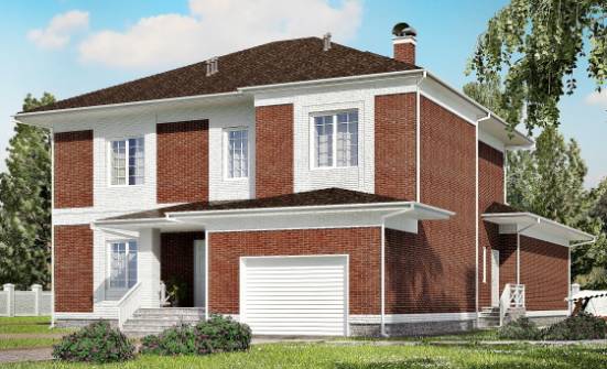 315-001-П Проект двухэтажного дома, гараж, красивый коттедж из кирпича Липецк | Проекты домов от House Expert