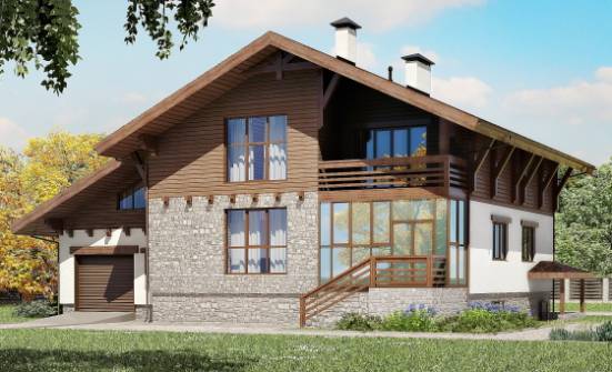 420-001-П Проект трехэтажного дома с мансардой и гаражом, современный коттедж из кирпича Липецк | Проекты домов от House Expert