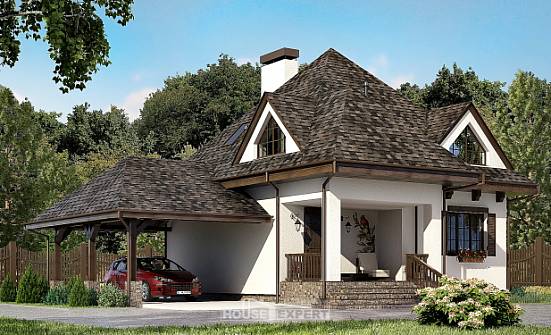 110-002-Л Проект двухэтажного дома мансардный этаж и гаражом, простой домик из бризолита Липецк | Проекты домов от House Expert