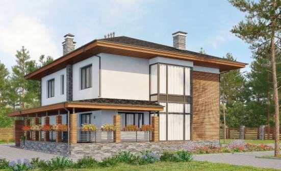 305-001-П Проект двухэтажного дома, гараж, огромный домик из блока Липецк | Проекты домов от House Expert