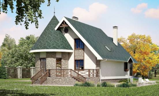 170-003-Л Проект двухэтажного дома мансардный этаж, доступный загородный дом из пеноблока Липецк | Проекты домов от House Expert