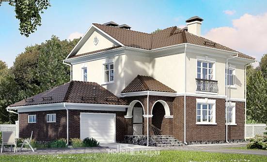 190-002-Л Проект двухэтажного дома, гараж, просторный дом из теплоблока Елец | Проекты домов от House Expert