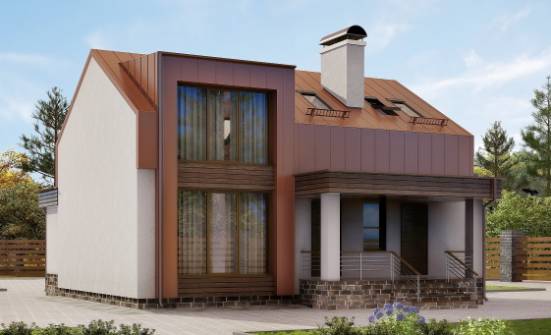 120-004-Л Проект двухэтажного дома мансардный этаж, скромный домик из газосиликатных блоков Липецк | Проекты домов от House Expert