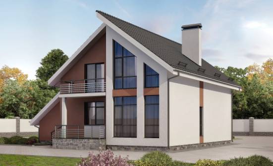 200-007-П Проект двухэтажного дома мансардой, гараж, красивый дом из твинблока Елец | Проекты домов от House Expert