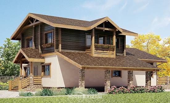 170-004-П Проект двухэтажного дома мансардный этаж и гаражом, недорогой домик из пеноблока из дерева Елец | Проекты домов от House Expert