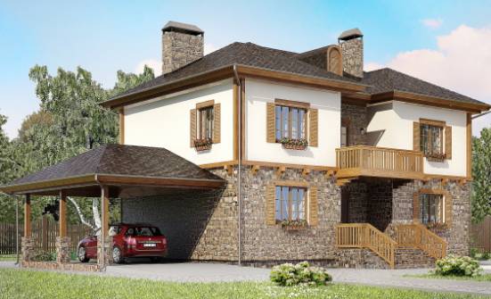 155-006-Л Проект двухэтажного дома и гаражом, современный домик из пеноблока Липецк | Проекты домов от House Expert