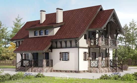 180-014-П Проект двухэтажного дома мансардный этаж, доступный коттедж из блока Липецк | Проекты домов от House Expert
