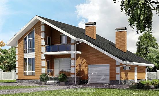 190-006-П Проект двухэтажного дома с мансардным этажом и гаражом, классический домик из газосиликатных блоков Липецк | Проекты домов от House Expert