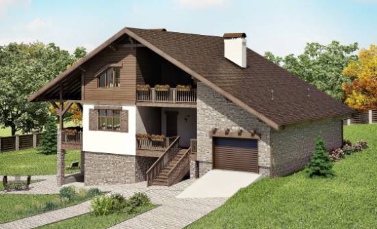 300-003-П Проект трехэтажного дома с мансардным этажом и гаражом, современный дом из кирпича Липецк | Проекты домов от House Expert