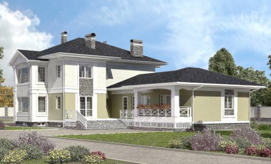 620-001-Л Проект трехэтажного дома и гаражом, классический коттедж из теплоблока Липецк | Проекты домов от House Expert