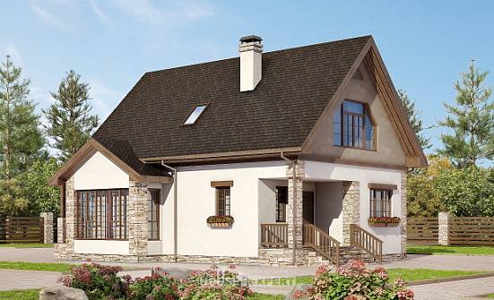 140-002-Л Проект двухэтажного дома мансардой, простой домик из блока Елец | Проекты домов от House Expert