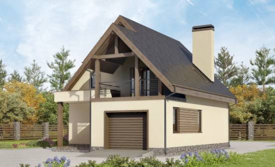 120-005-Л Проект двухэтажного дома мансардой, гараж, бюджетный коттедж из теплоблока Липецк | Проекты домов от House Expert
