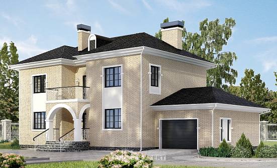 180-006-П Проект двухэтажного дома и гаражом, средний загородный дом из кирпича Липецк | Проекты домов от House Expert