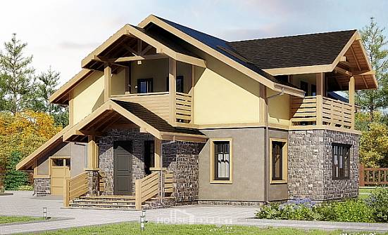 180-011-П Проект двухэтажного дома с мансардой и гаражом, экономичный домик из поризованных блоков Липецк | Проекты домов от House Expert