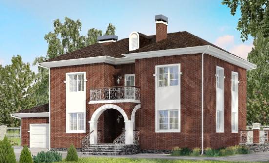 180-006-Л Проект двухэтажного дома и гаражом, классический загородный дом из кирпича Елец | Проекты домов от House Expert