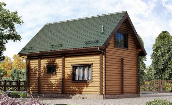 080-003-П Проект двухэтажного дома с мансардой, бюджетный домик из бревен Липецк | Проекты домов от House Expert
