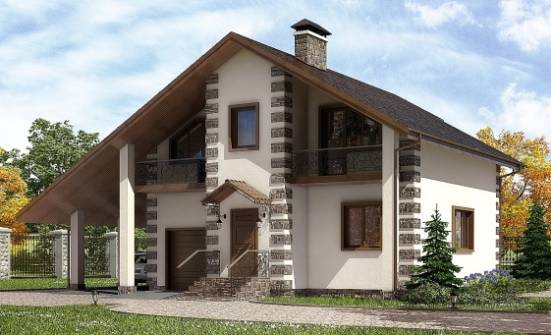 150-003-Л Проект двухэтажного дома с мансардой и гаражом, уютный загородный дом из дерева Липецк | Проекты домов от House Expert