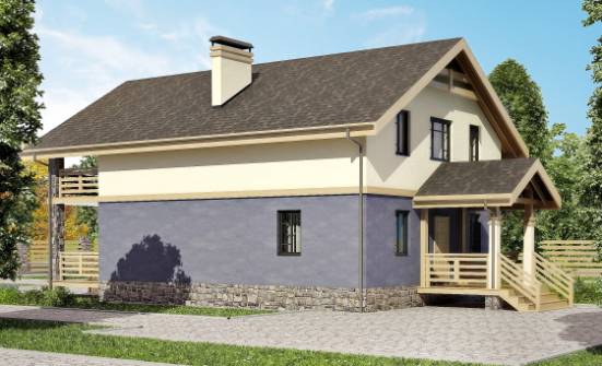 160-010-П Проект двухэтажного дома с мансардным этажом, доступный домик из теплоблока Липецк | Проекты домов от House Expert