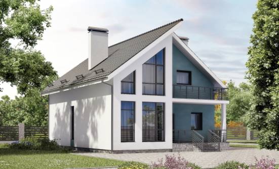 170-006-П Проект двухэтажного дома с мансардой, уютный коттедж из теплоблока Липецк | Проекты домов от House Expert