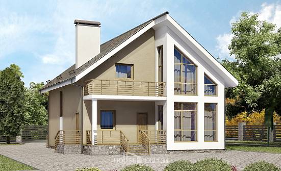 170-006-Л Проект двухэтажного дома мансардой, простой домик из блока Елец | Проекты домов от House Expert