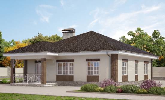 100-004-Л Проект одноэтажного дома, доступный загородный дом из бризолита Елец | Проекты одноэтажных домов от House Expert