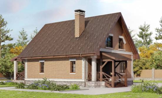 160-011-Л Проект двухэтажного дома с мансардным этажом, уютный коттедж из теплоблока Липецк | Проекты домов от House Expert
