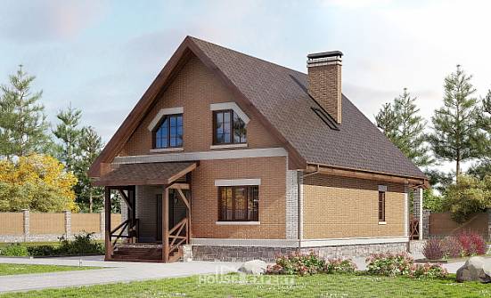 160-011-Л Проект двухэтажного дома с мансардным этажом, уютный коттедж из теплоблока Липецк | Проекты домов от House Expert