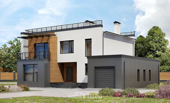 260-002-П Проект двухэтажного дома, гараж, уютный загородный дом из поризованных блоков Елец | Проекты домов от House Expert