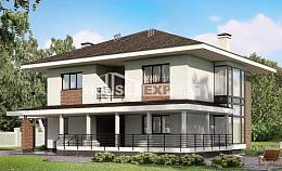 275-002-П Проект двухэтажного дома и гаражом, классический загородный дом из кирпича Липецк, House Expert