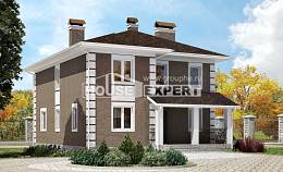 185-002-П Проект двухэтажного дома, недорогой загородный дом из твинблока Липецк, House Expert