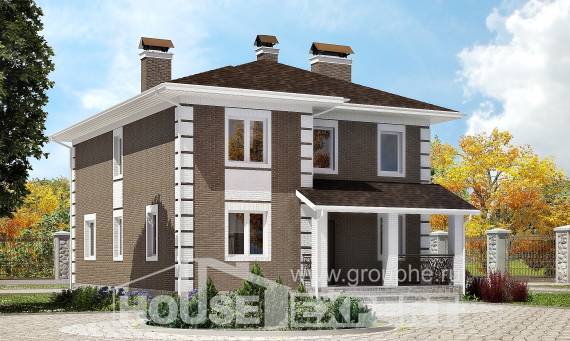 185-002-П Проект двухэтажного дома, недорогой загородный дом из твинблока Липецк, House Expert