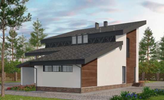230-001-П Проект двухэтажного дома мансардой, простой коттедж из кирпича Липецк | Проекты домов от House Expert