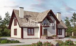 300-008-Л Проект двухэтажного дома с мансардным этажом и гаражом, красивый загородный дом из теплоблока Елец, House Expert
